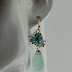 Sundance Tanzanite Blue Gemstone Blue Chalcedony Cluster Earrings